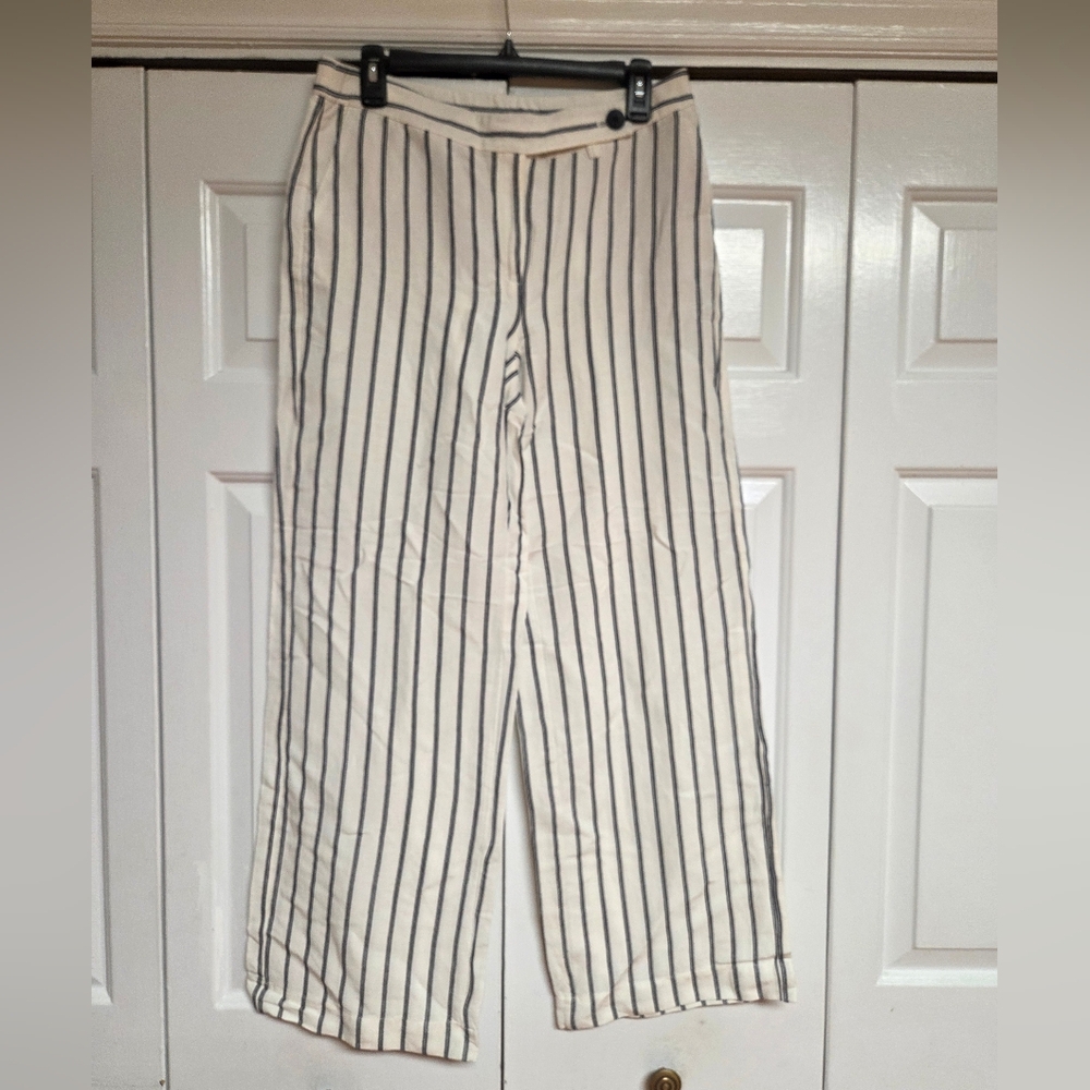 J. Jill Cream and Navy Striped Pants